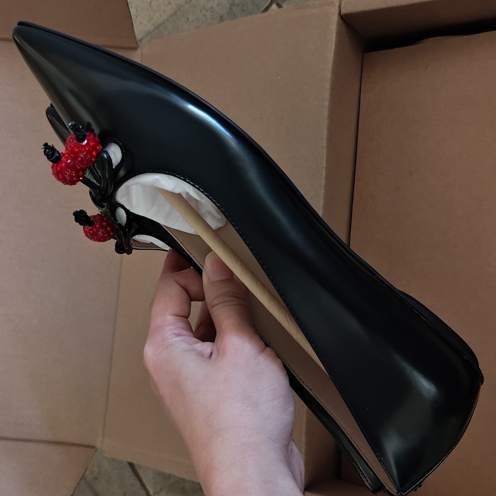NIB Coach Runway Cherry Black Leather Flats - Size 8 - Picture 8 of 12
